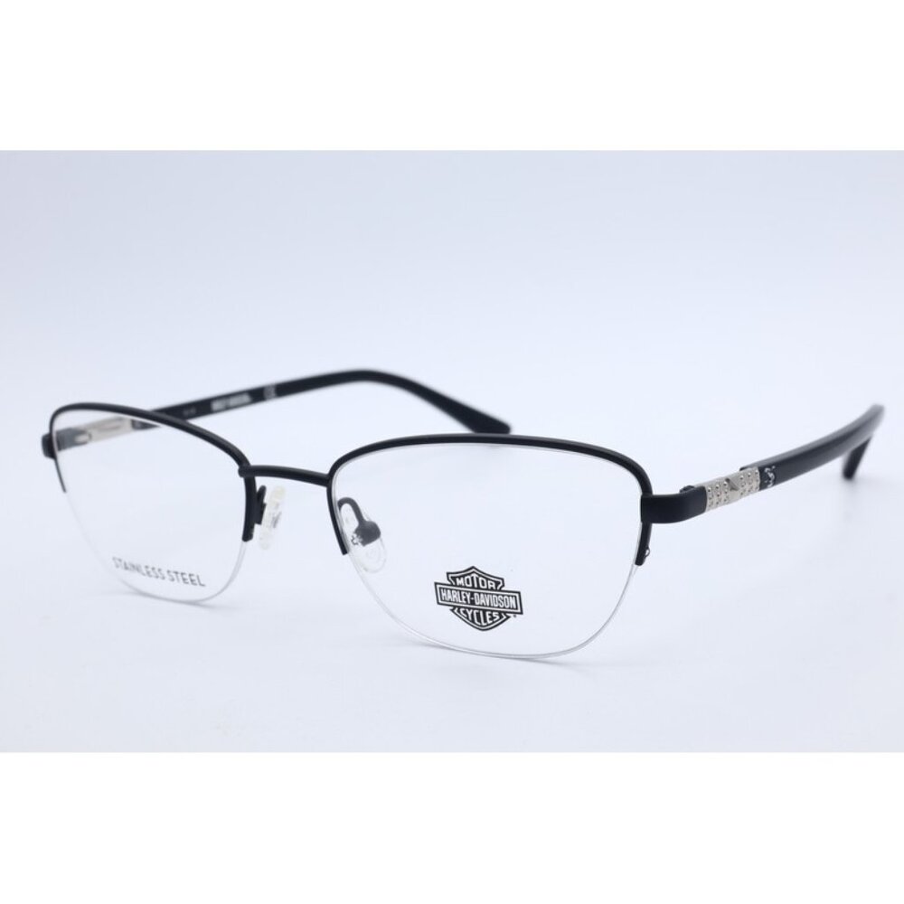 HARLEY-DAVIDSON HD 0550 002 Cat Eye Black Eyeglasses Clear Lenses 53mm